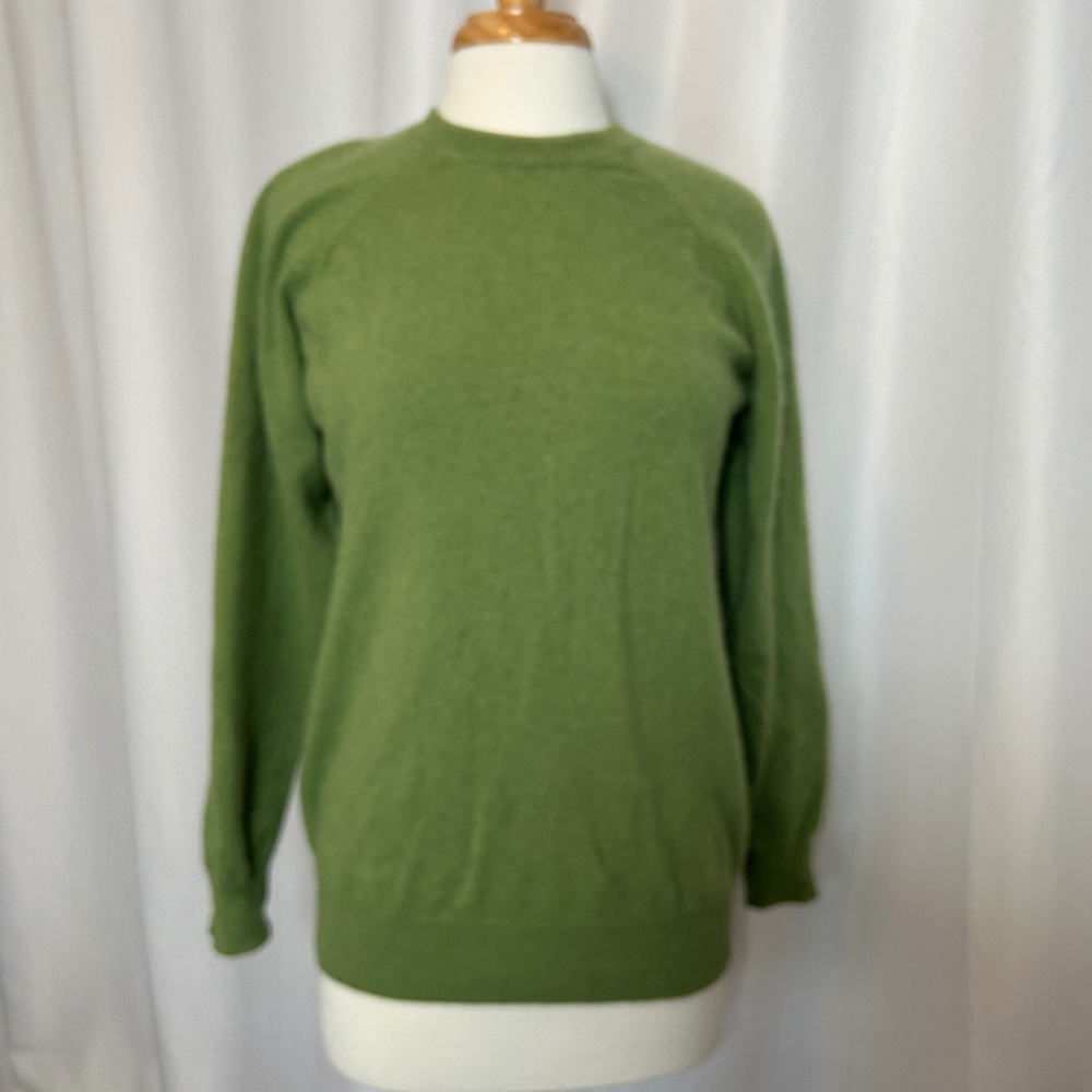 WOMEN'S GIASONE 100% 2-PLY CASHMERE GREEN SWEATER - SIZE MEDIUM